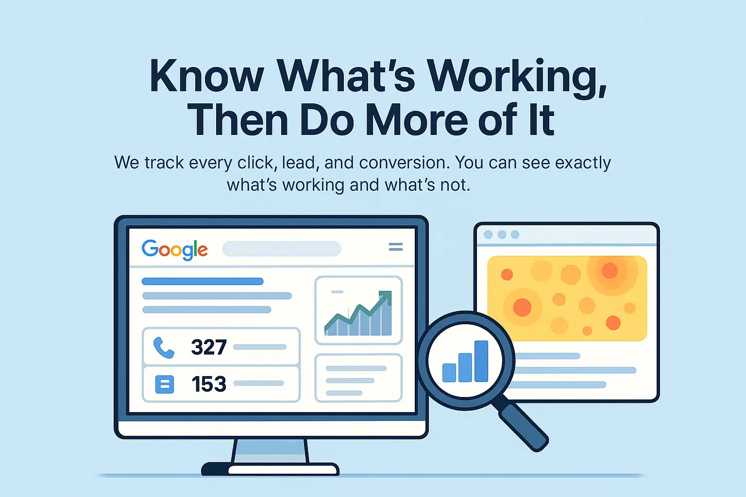 Know What's Working, Then Do More of It mockup showing application interface