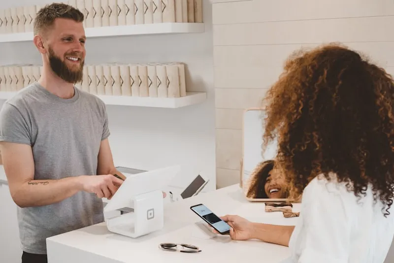 Local business owner optimizing online presence